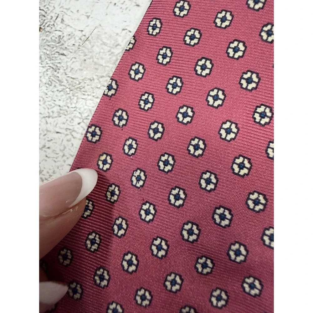 Christian Dior Tie Mens One Size Pink 100% Silk‎ Geometric Designer Classic VTG